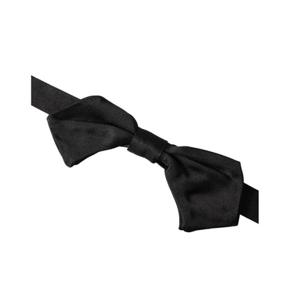 Dolce & Gabbana Black Satin Silk Adjustable Neck Men Bow Tie
