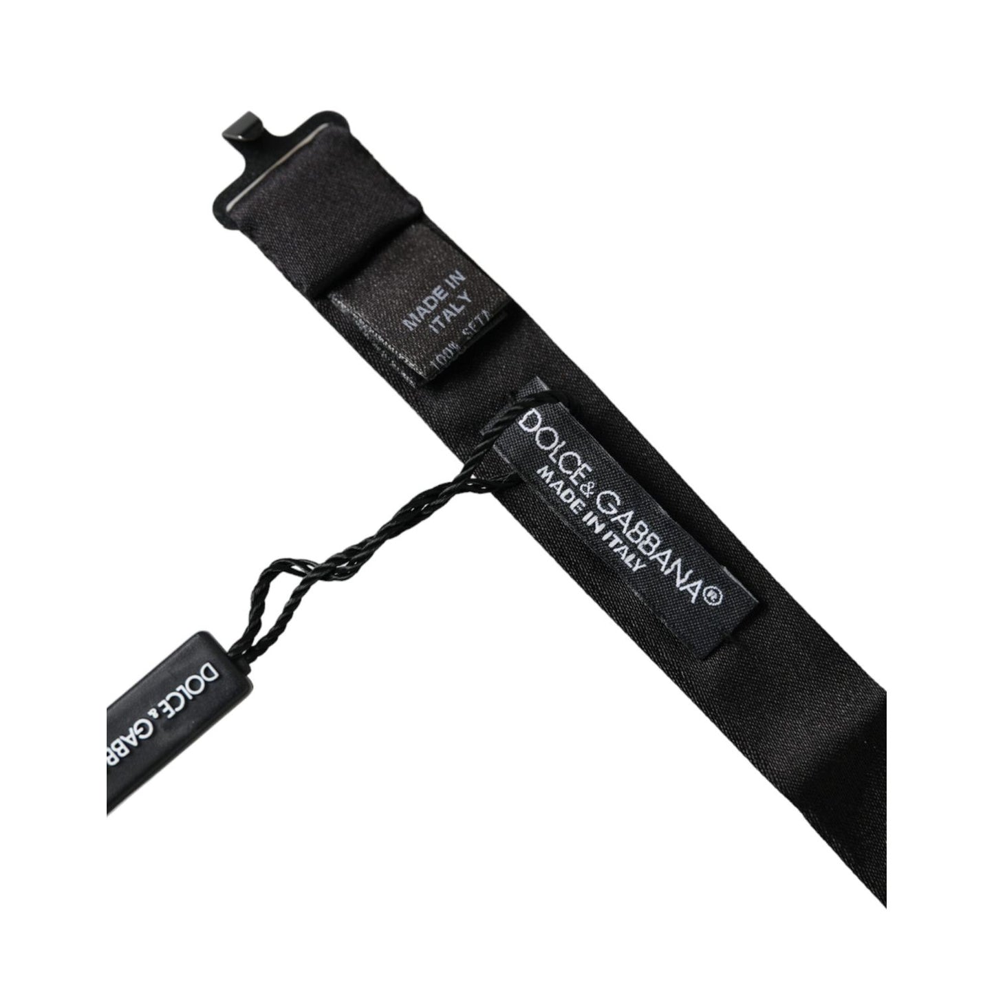 Dolce & Gabbana Black Satin Silk Adjustable Neck Men Bow Tie