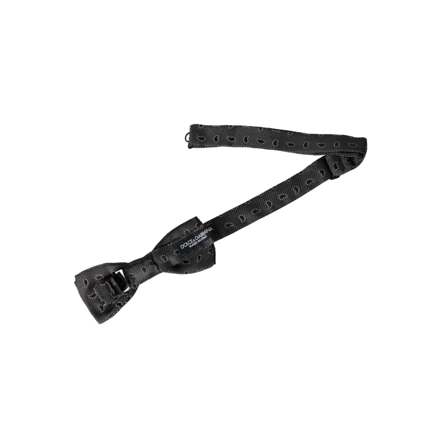 ربطة عنق قابلة للتعديل من دولتشي آند غابانا للرجال من الحرير الأسود