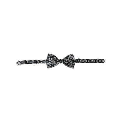 Dolce & Gabbana Black White Printed Adjustable Neck Men Bow Tie