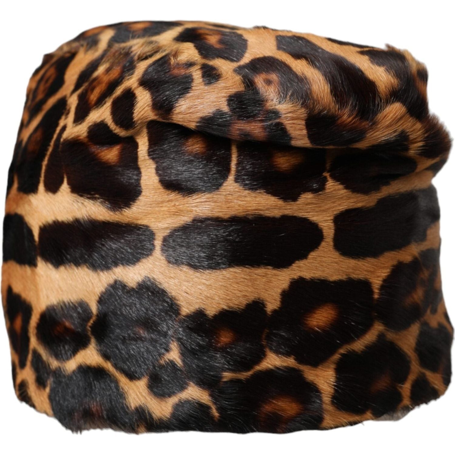Dolce & Gabbana Brown Leopard Fur Women Bucket Hat