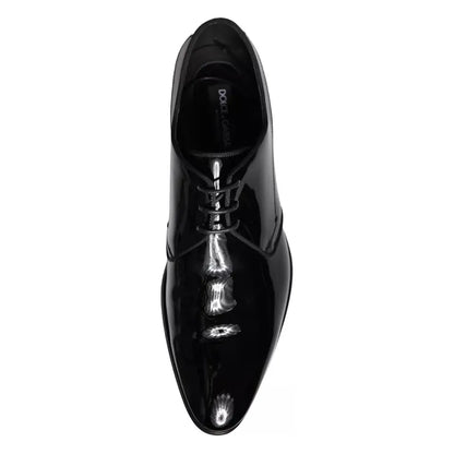 Dolce & Gabbana Black Calfskin Leather Derby Men Dress Shoes