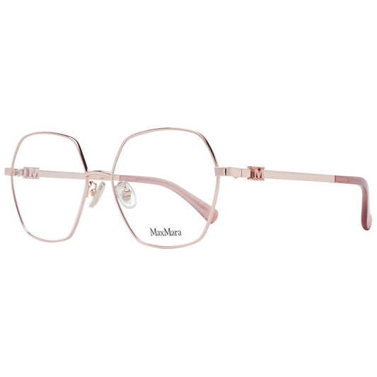 Max Mara Rose Gold Metal Glasses (Frames) for women with full-rim rose gold frame and demo lenses, includes branded case.
