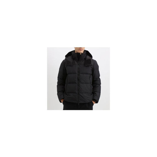 Add Black Polyester Men Jacket with Detachable Hood Add Black