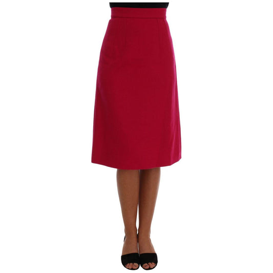 Dolce & Gabbana Elegant Pink Wool A-Line Knee-Length Skirt Dolce & Gabbana Brown