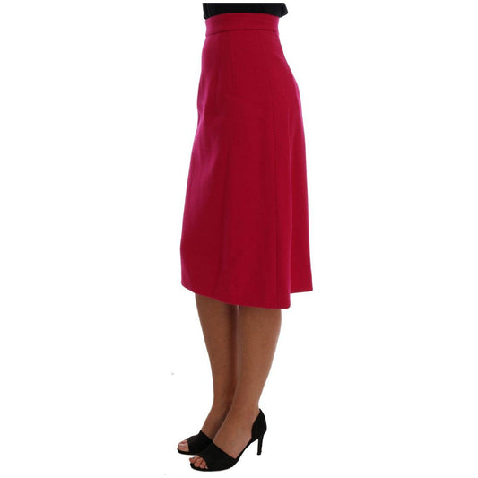 Dolce & Gabbana Elegant Pink Wool A-Line Knee-Length Skirt Dolce & Gabbana Brown