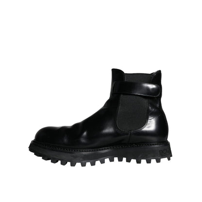 Dolce & Gabbana Black Belted DG Logo Men Chelsea Boots Shoes