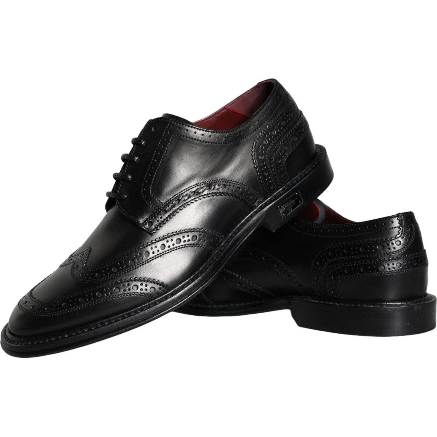 Dolce & Gabbana Black Leather Oxford Wingtip Formal Men Shoes