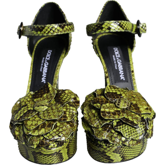Dolce & Gabbana Green Exotic Leather Ankle Strap Heels Sandals Shoes Dolce & Gabbana Dark Slate Gray