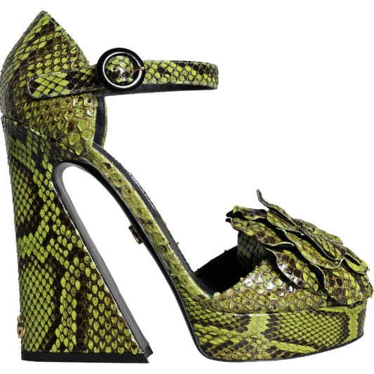 Dolce & Gabbana Green Exotic Leather Ankle Strap Heels Sandals Shoes Dolce & Gabbana Dark Slate Gray