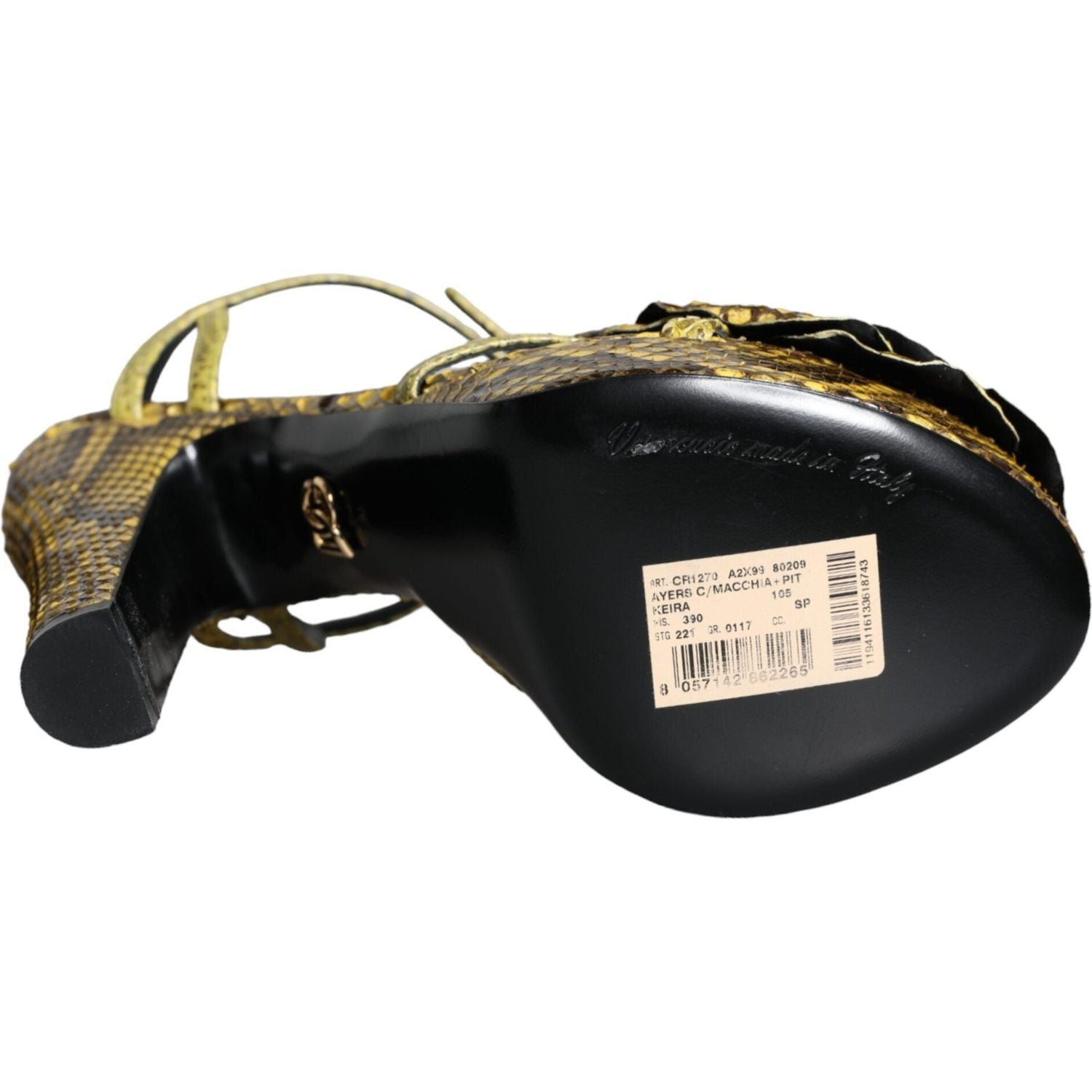 صندل بكعب عال من الجلد الأصفر من دولتشي آند غابانا مع رباط للكاحل