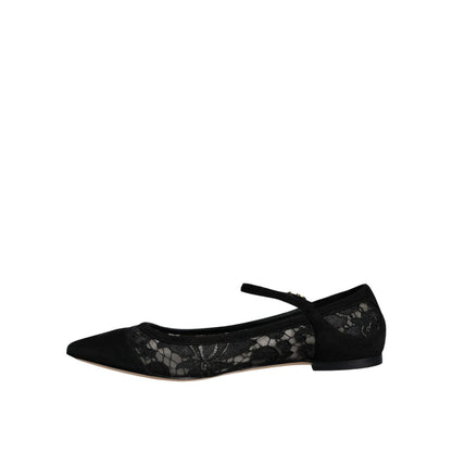 Dolce & Gabbana Black Taormina Lace Bellucci Flats Shoes