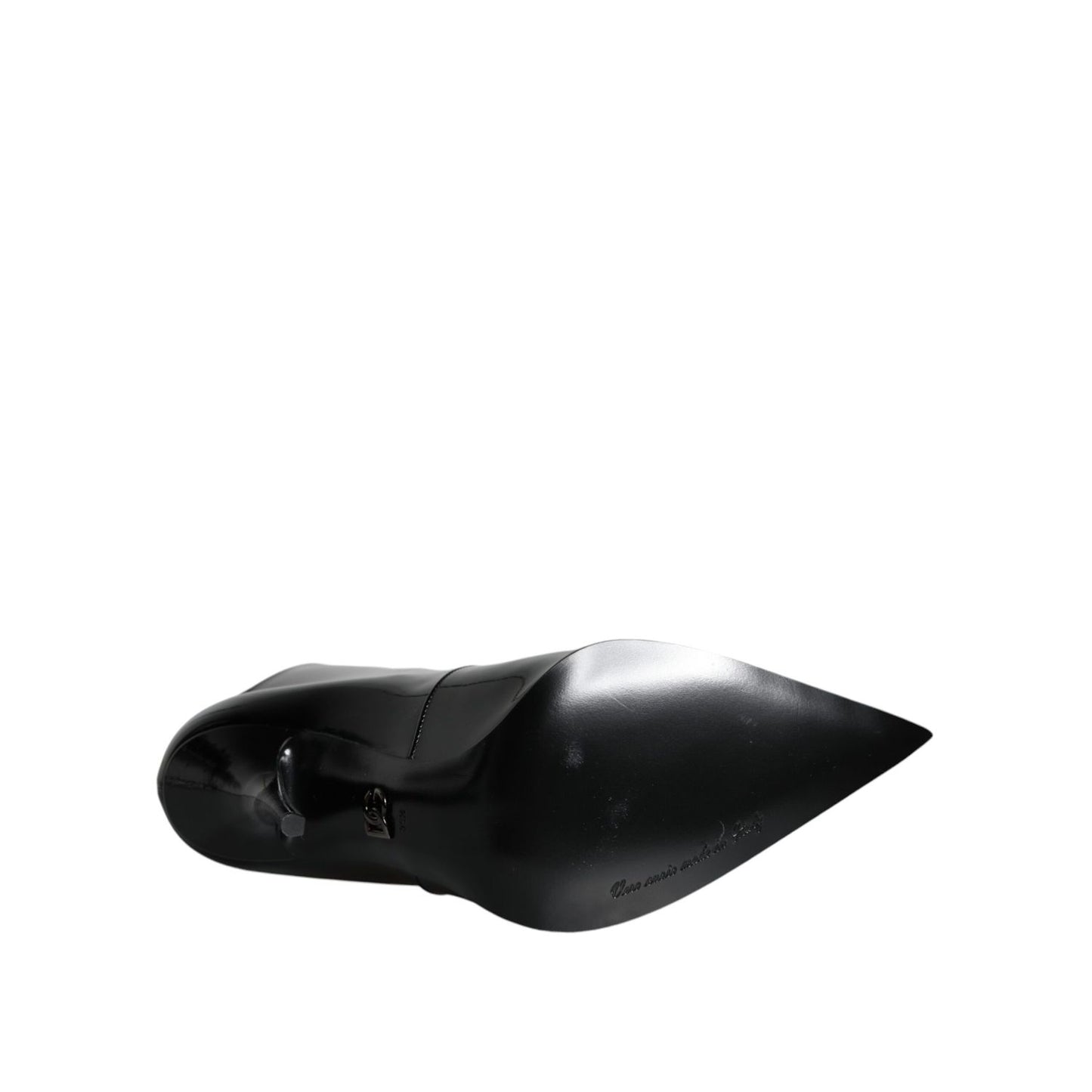 Dolce & Gabbana Black Patent Leather Pointed Ankle Boots Shoes