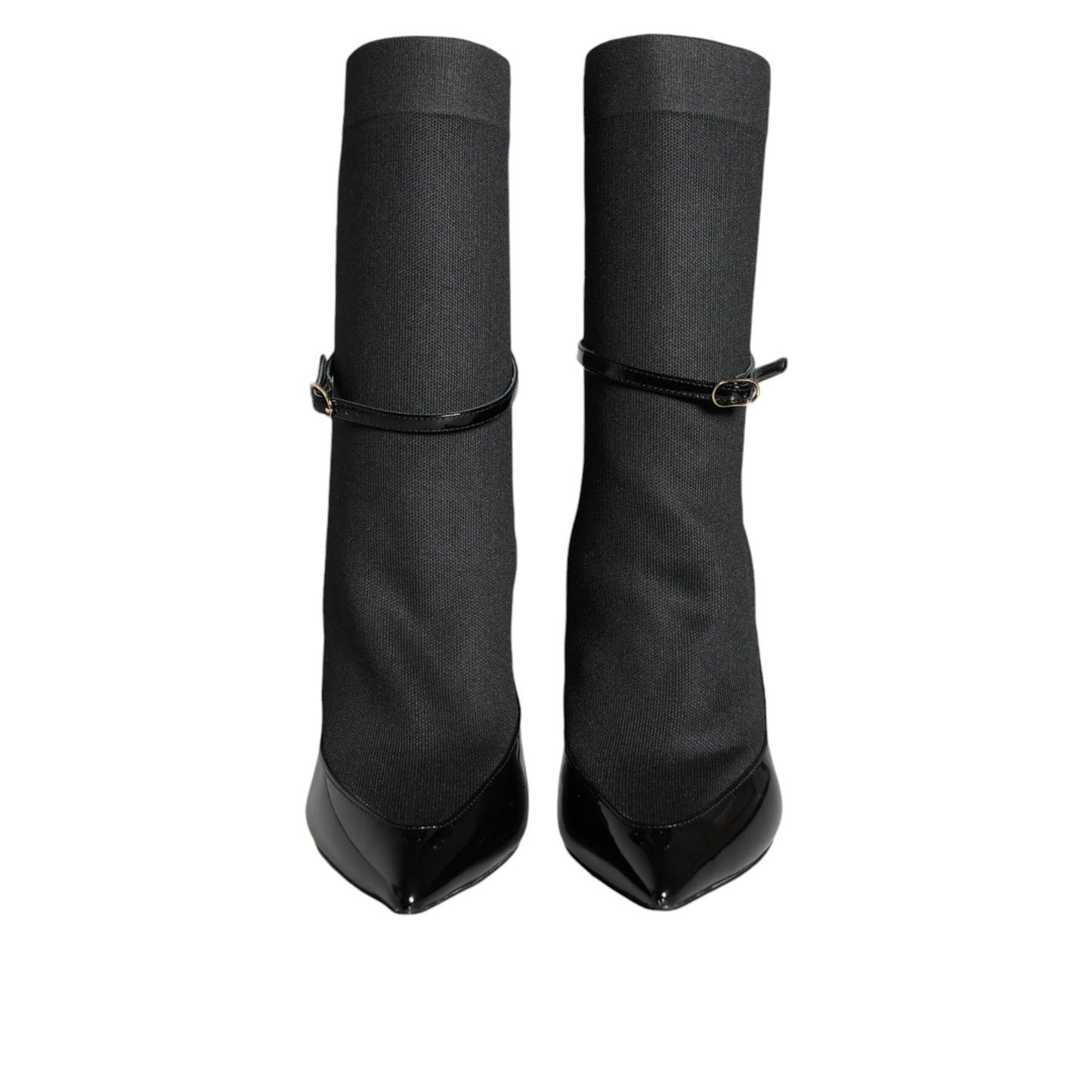 Dolce & Gabbana Black Leather Stilettos Booties Socks Shoes