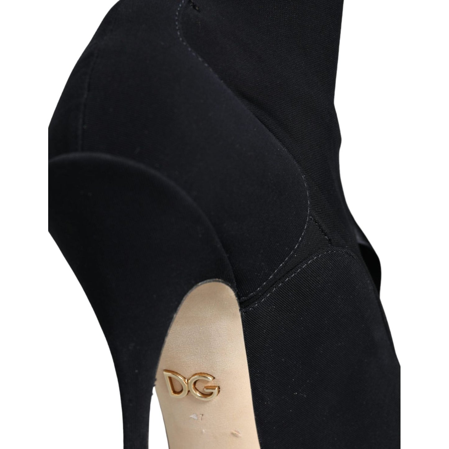 Dolce & Gabbana Black Stiletto Heels Mid Calf Boots Shoes