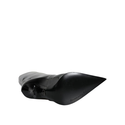 Dolce & Gabbana Black Patent Leather Mid Calf Boots Shoes