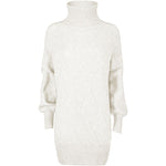 Yes Zee White Marabou Women Dress YE-13710-XS