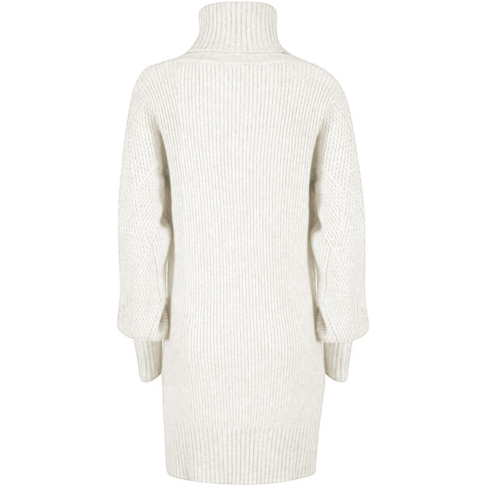 Yes Zee White Marabou Women Dress YE-13710-XS