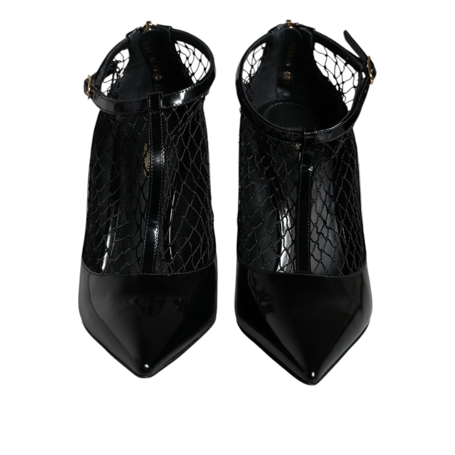 Dolce & Gabbana Black Mesh Patent Leather Heels Pumps Shoes