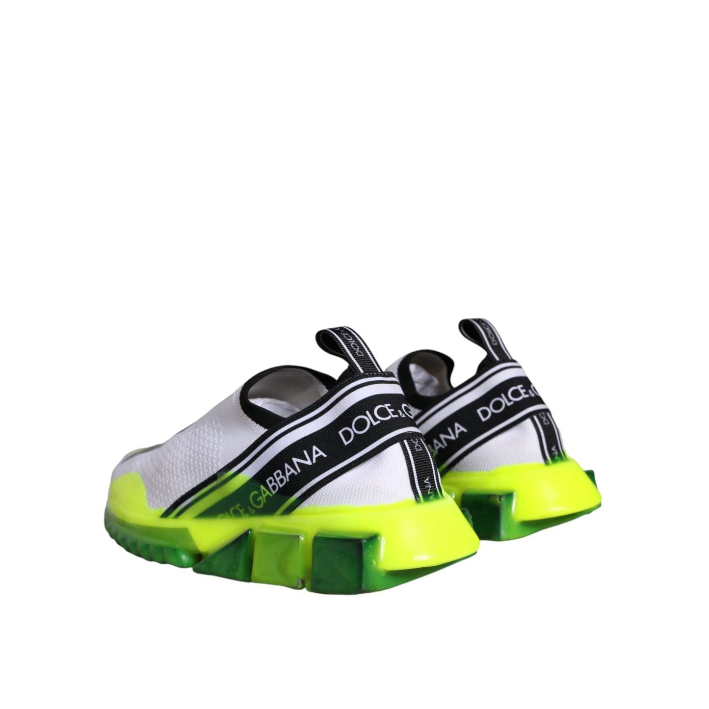 Dolce & Gabbana White Yellow Slip On Sorrento Sneakers Shoes