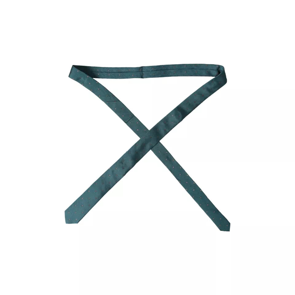 ربطة عنق رجالية من الحرير قابلة للتعديل بنقوش خضراء من دولتشي آند غابانا