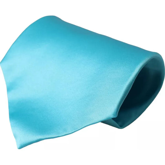 Dolce & Gabbana Light Blue Satin Silk Wide Adjustable Men Tie Dolce & Gabbana Sky Blue