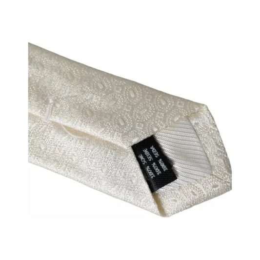 Dolce & Gabbana Off White Patterned Silk Adjustable Men Tie Dolce & Gabbana Gray
