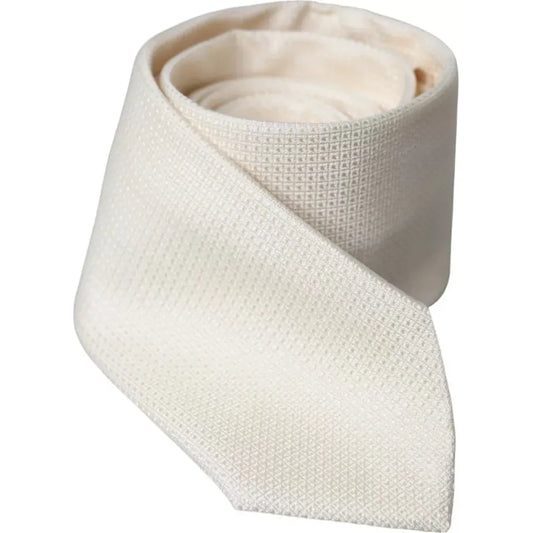 Dolce & Gabbana Off White Patterned Silk Classic Adjustable Tie Dolce & Gabbana Light Gray