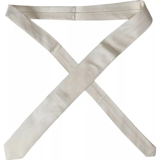 Dolce & Gabbana Off White Patterned Silk Classic Adjustable Tie Dolce & Gabbana Gray