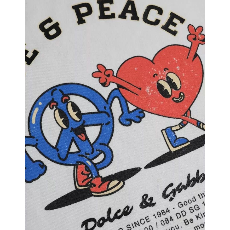 Dolce & Gabbana White Love & Peace Cotton Round Neck T-shirt TSH86461-50