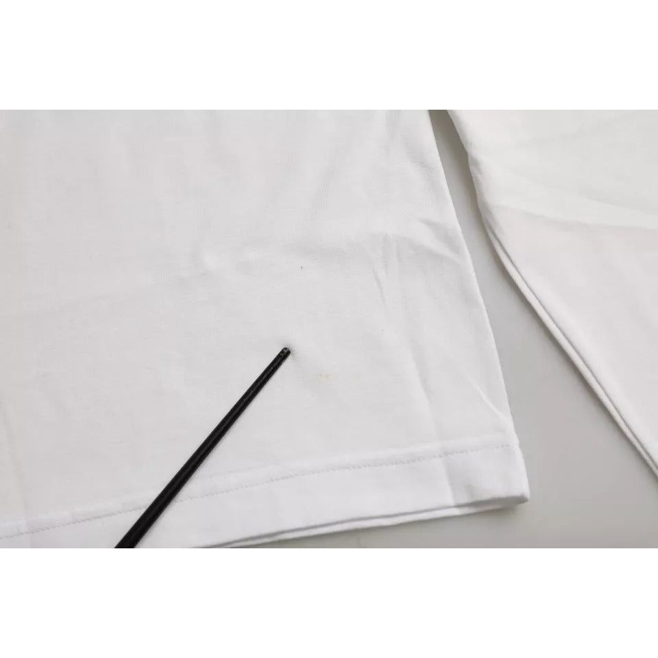 تي شيرت رجالي قطني بطبعة شفاه حمراء بيضاء من دولتشي آند غابانا