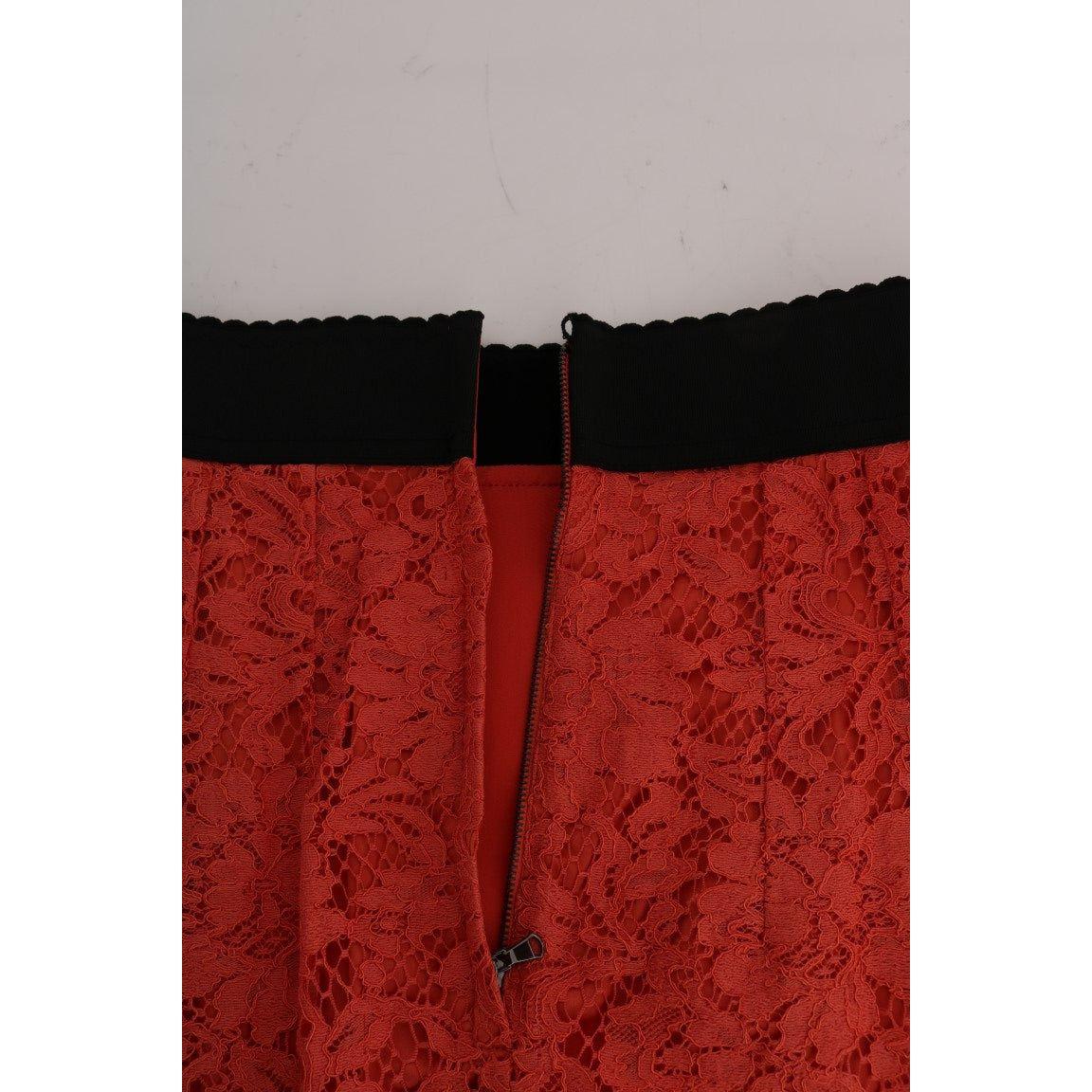 دولتشي آند غابانا تنورة دانتيل مكرامية برتقالية