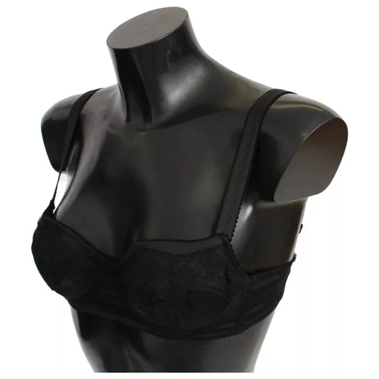 Dolce & Gabbana Black Silk Lace Balconcino Bra Underwear Dolce & Gabbana Dark Slate Gray