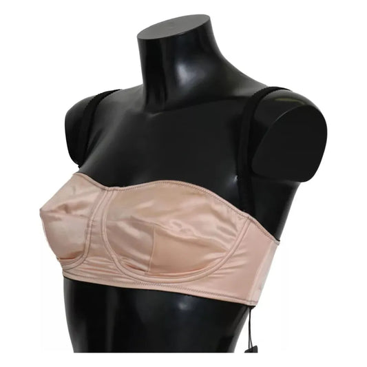 Dolce & Gabbana Black Straps Pink Balconcino Bra Dolce & Gabbana Black
