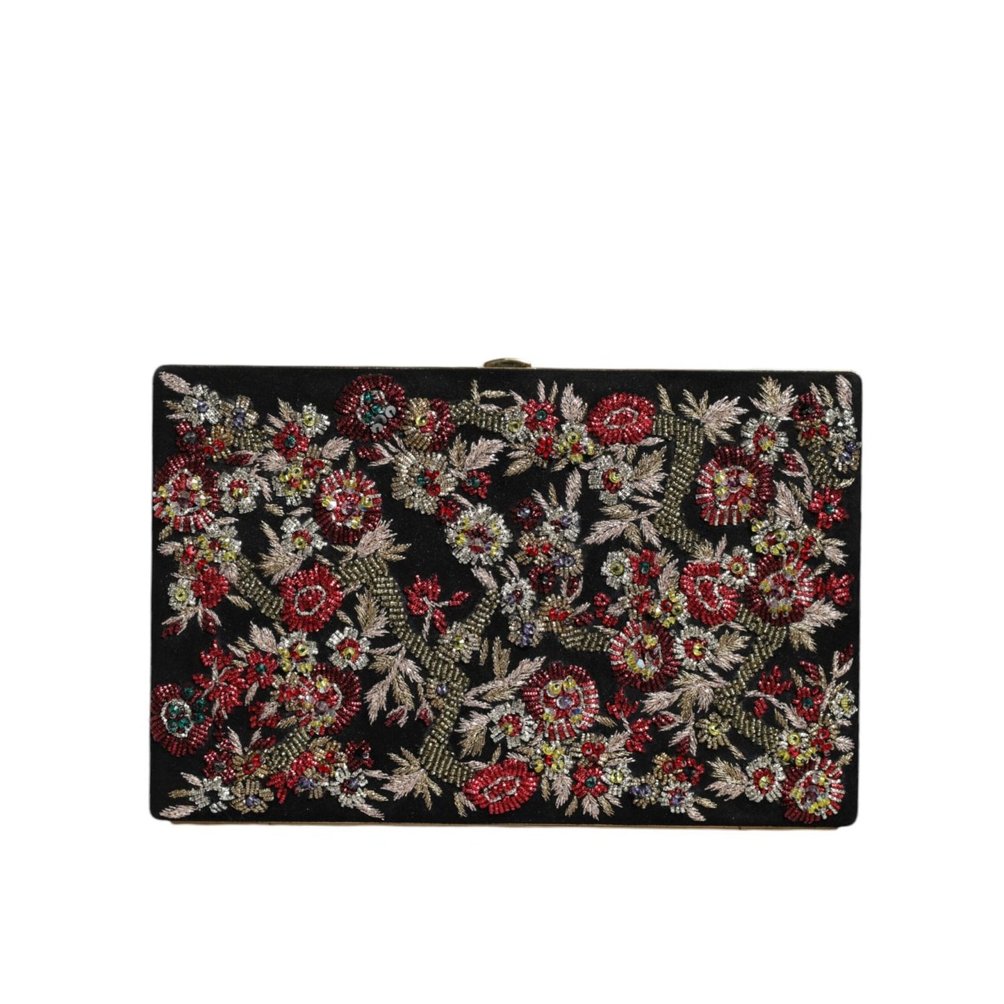 Dolce & Gabbana Multicolor Floral Gold Frame Clutch Evening Purse Bag
