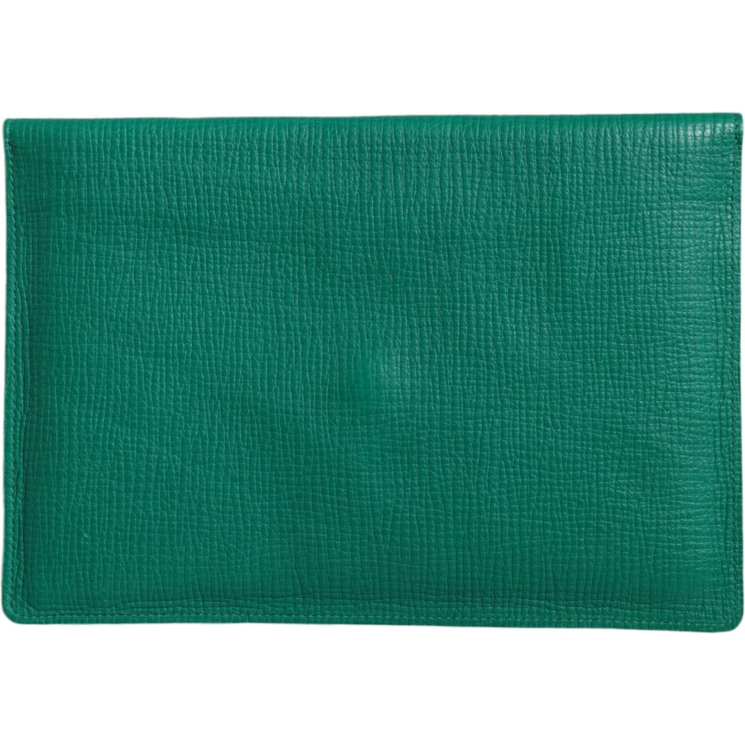 Dolce & Gabbana Green Leather Handbag Clutch Mini Purse Pouch Tablet Case