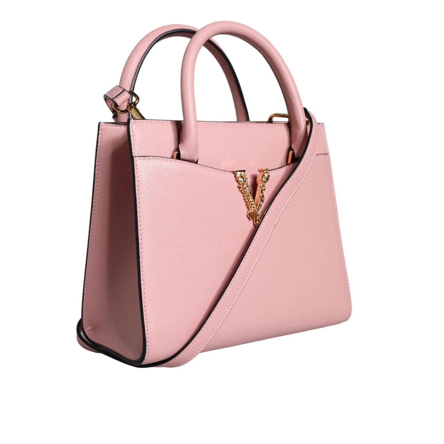 Versace Pink Small Top Handle Grainy Calf Leather Crossbody Bag