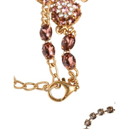 Dolce & Gabbana Gold Tone Brass Crystal Embellished Waist Chain Belt