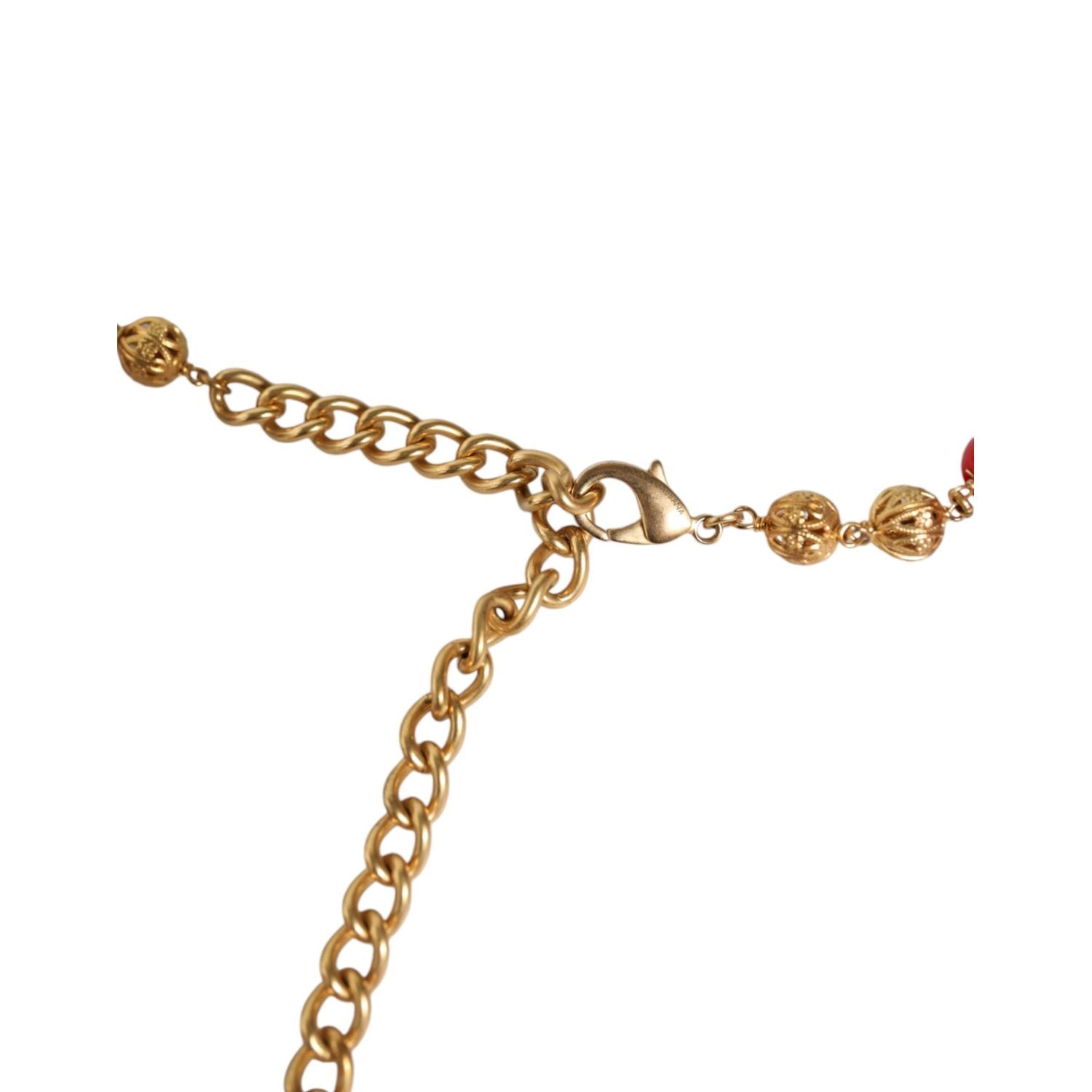 حزام توررو من دولتشي آند غابانا مصنوع من الذهب والنحاس والفراء الأحمر والكريستال