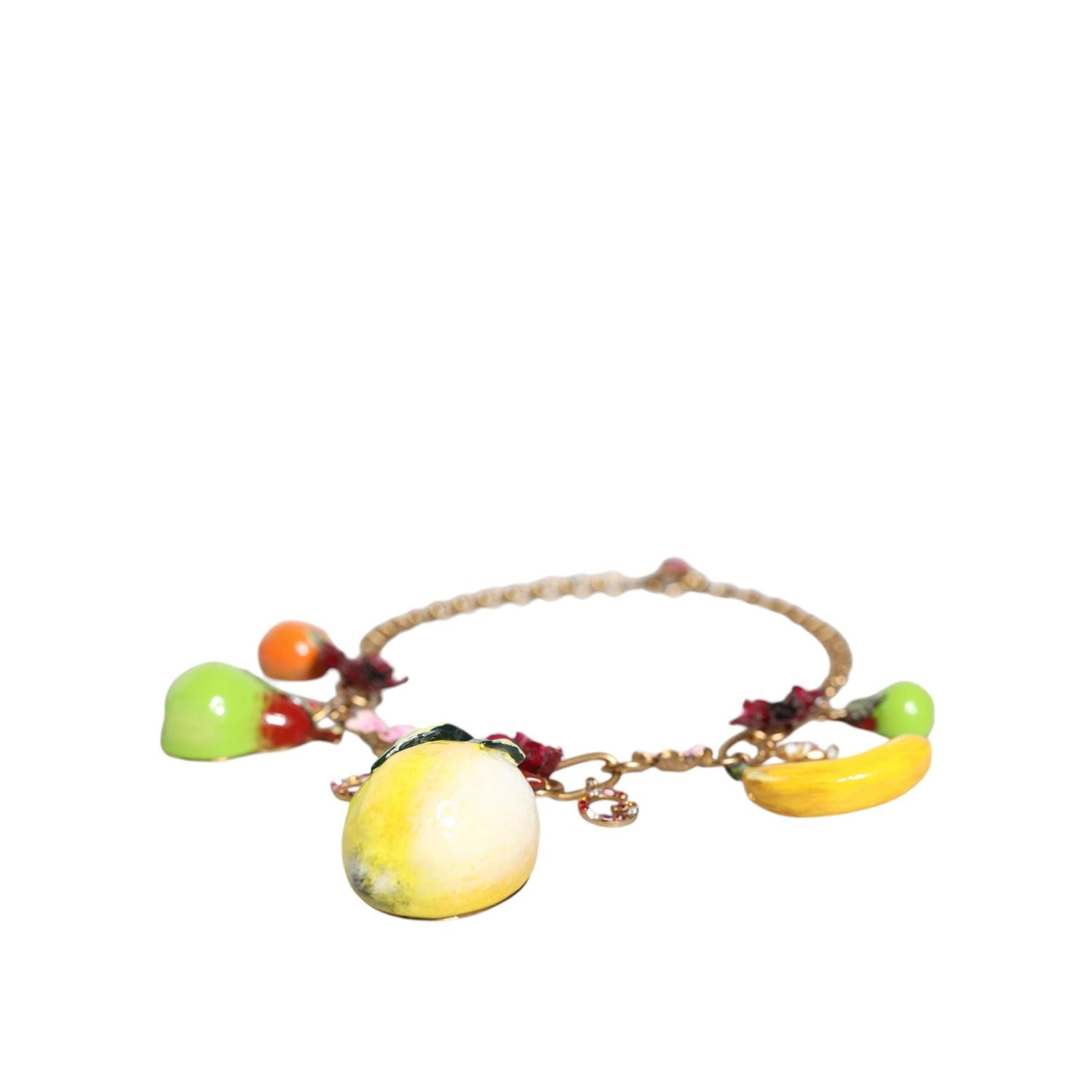 قلادة دولتشي آند غابانا الذهبية المصنوعة من النحاس والزهور والشعار الكريستالي