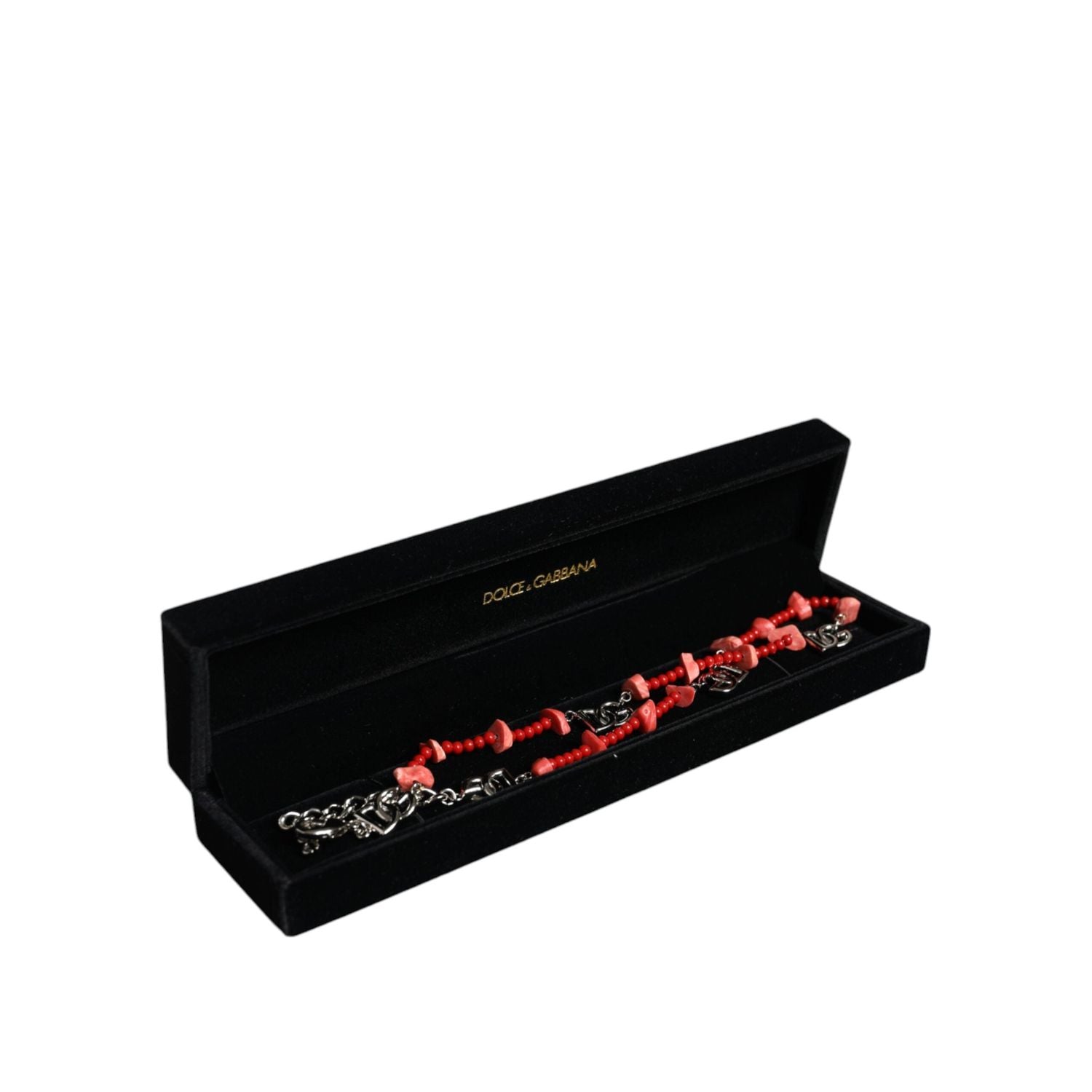 قلادة من الراتينج والخرز النحاسي باللون الفضي من دولتشي آند غابانا بسلسلة شعار DG