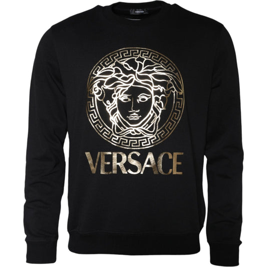 Versace Black Medusa Fleece Cotton Crew Neck Sweatshirt Sweater Versace Black
