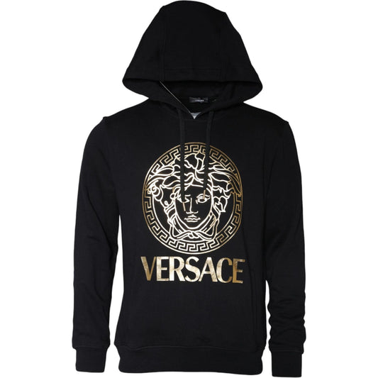 Versace Black Medusa Print Cotton HoodiePullover Sweatshirt Sweater Versace Black