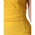 Dolce & Gabbana Yellow One Shoulder Side Slit Midi Dress