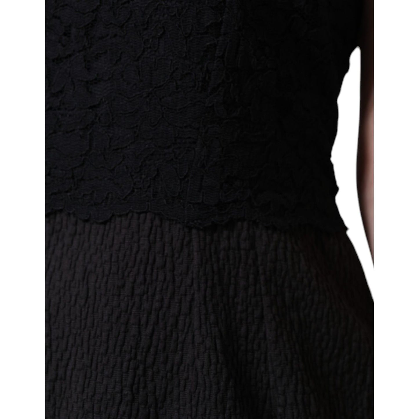 Dolce & Gabbana Black Cotton Sheath Knee Length Dress