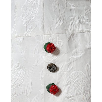 Dolce & Gabbana White Floral Brocade Embellished Mini Skirt