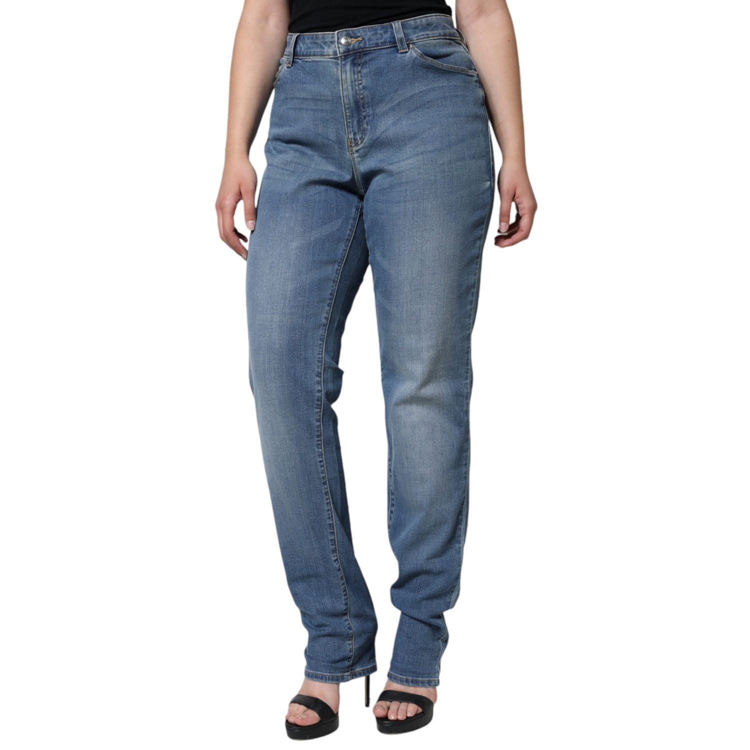 Emporio Armani Blue Washed High Waisted Skinny Women Denim Jeans