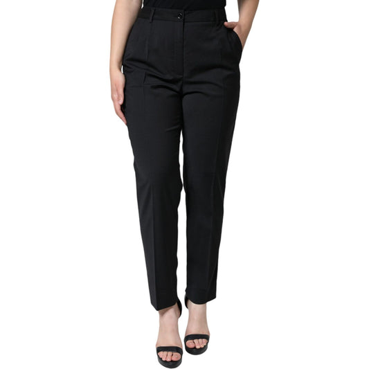 Dolce & Gabbana Black High Waist Tapered Women Pants Dolce & Gabbana Black