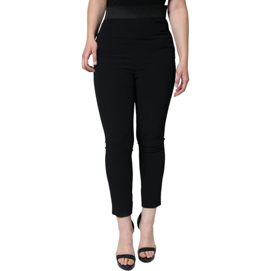 Dolce & Gabbana Black Viscose High Waist Tapered Pants Dolce & Gabbana Tan
