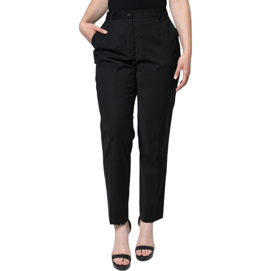 Dolce & Gabbana Black High Waist Tapered Pants Dolce & Gabbana Black